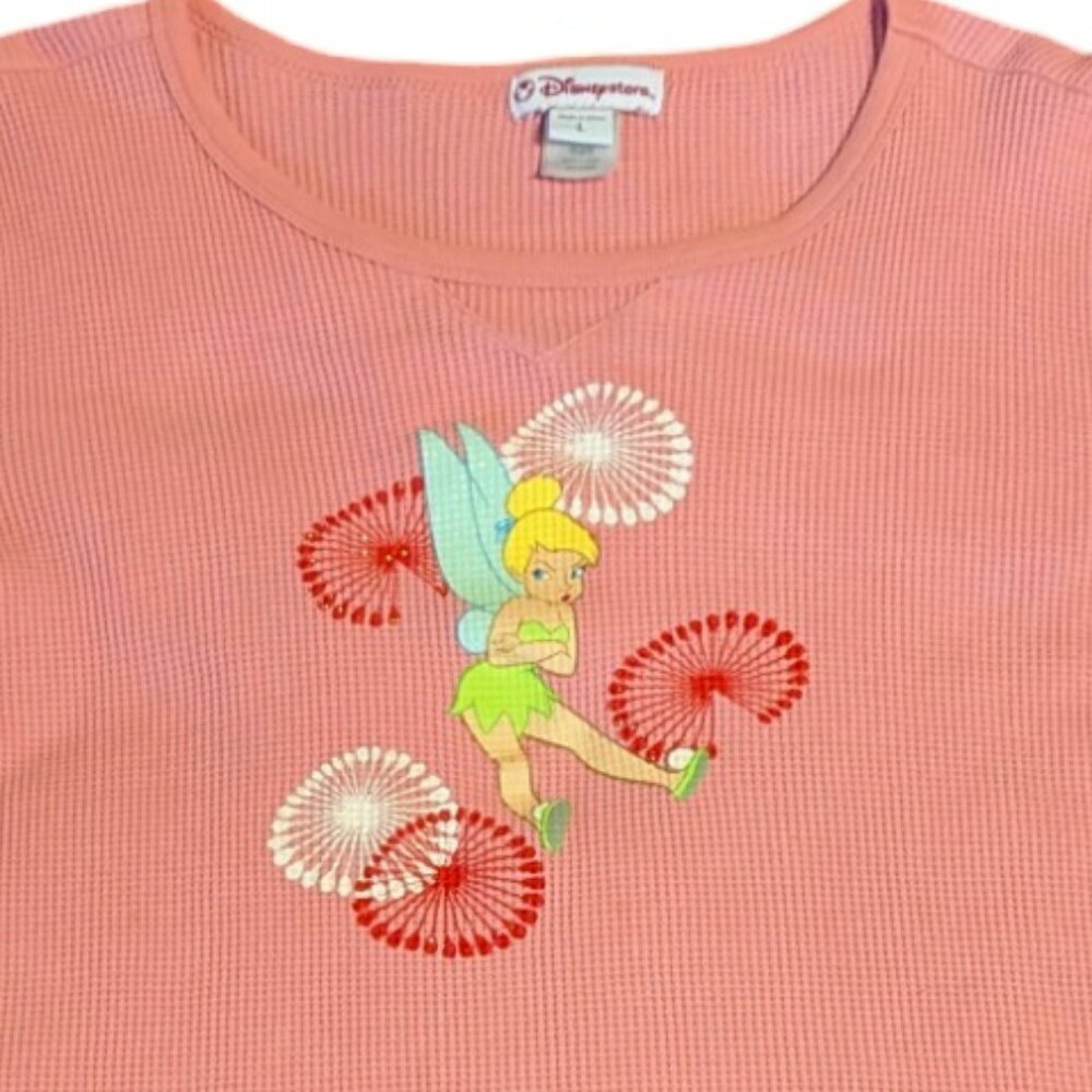 Disney Tinker‎ Bell Thermal Long Sleeve Top Size Large Disneystore Pink